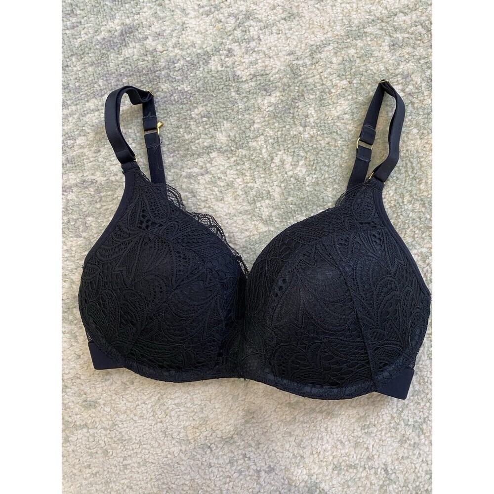 Lively 32DD Black Lace Wireless Full Coverage Bra Adjustable Back